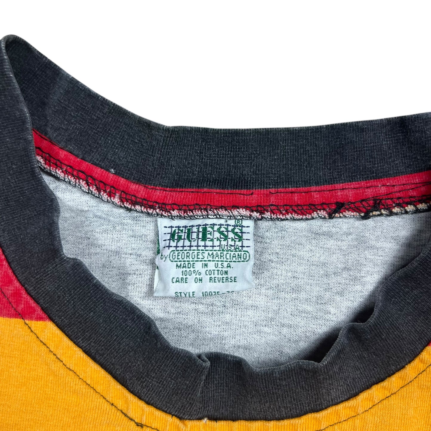 Vintage 90s Guess jeans striped faded stripey tee (L)