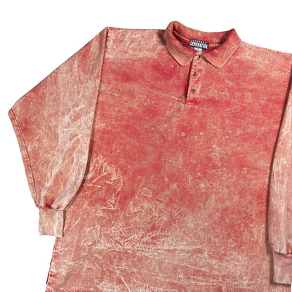 Vintage 90s Saturday Generation acid wash red orange long sleeve rugby shirt (L)