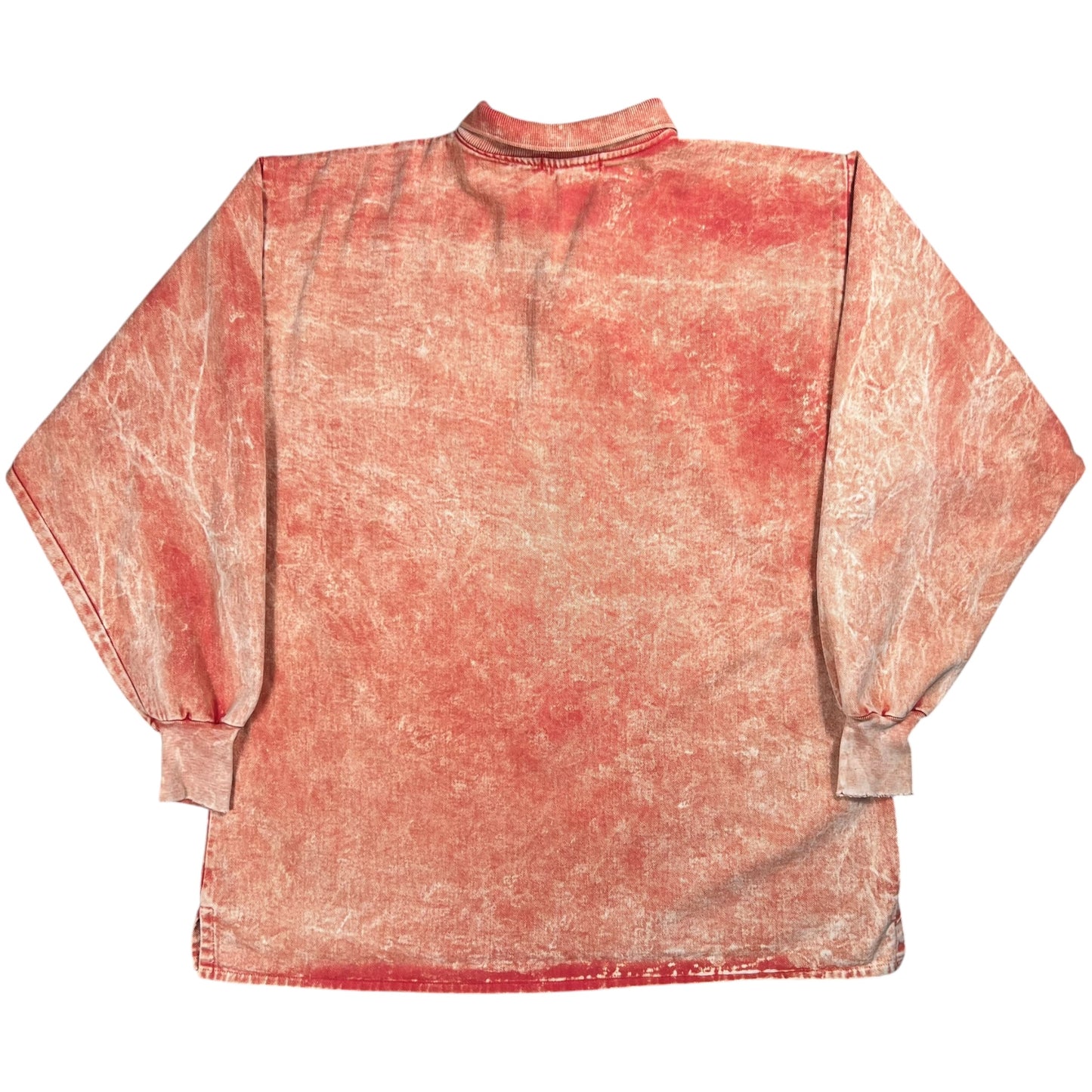 Vintage 90s Saturday Generation acid wash red orange long sleeve rugby shirt (L)