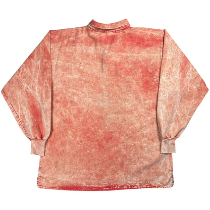 Vintage 90s Saturday Generation acid wash red orange long sleeve rugby shirt (L)
