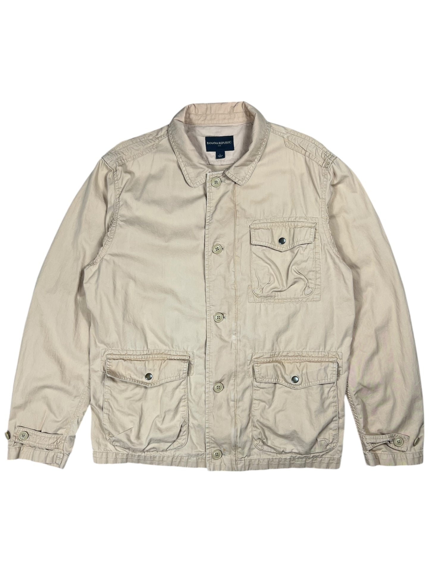 Vintage Y2K Banana Republic multi pocket zip up shirt jacket (L)
