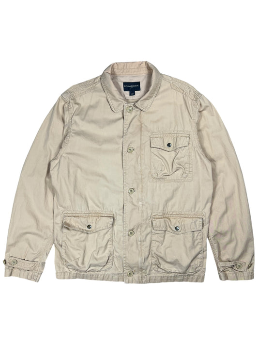 Vintage Y2K Banana Republic multi pocket zip up shirt jacket (L)