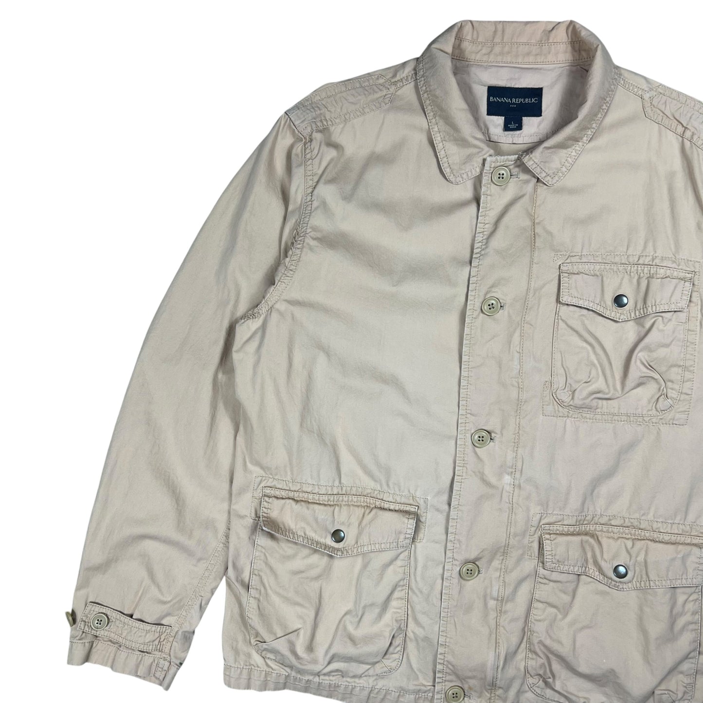 Vintage Y2K Banana Republic multi pocket zip up shirt jacket (L)