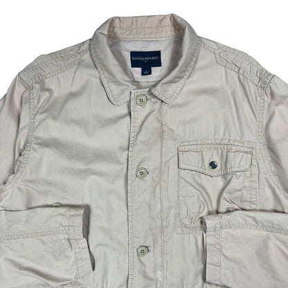 Vintage Y2K Banana Republic multi pocket zip up shirt jacket (L)