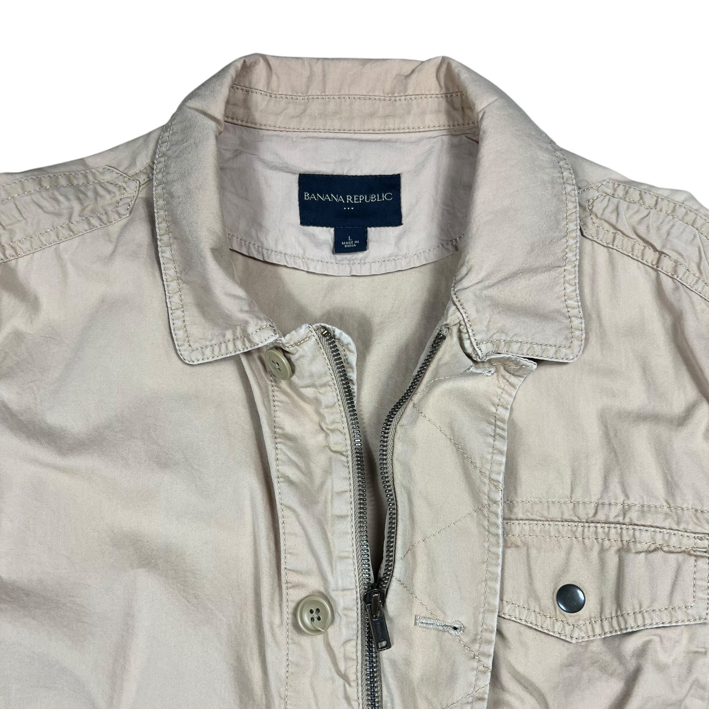 Vintage Y2K Banana Republic multi pocket zip up shirt jacket (L)