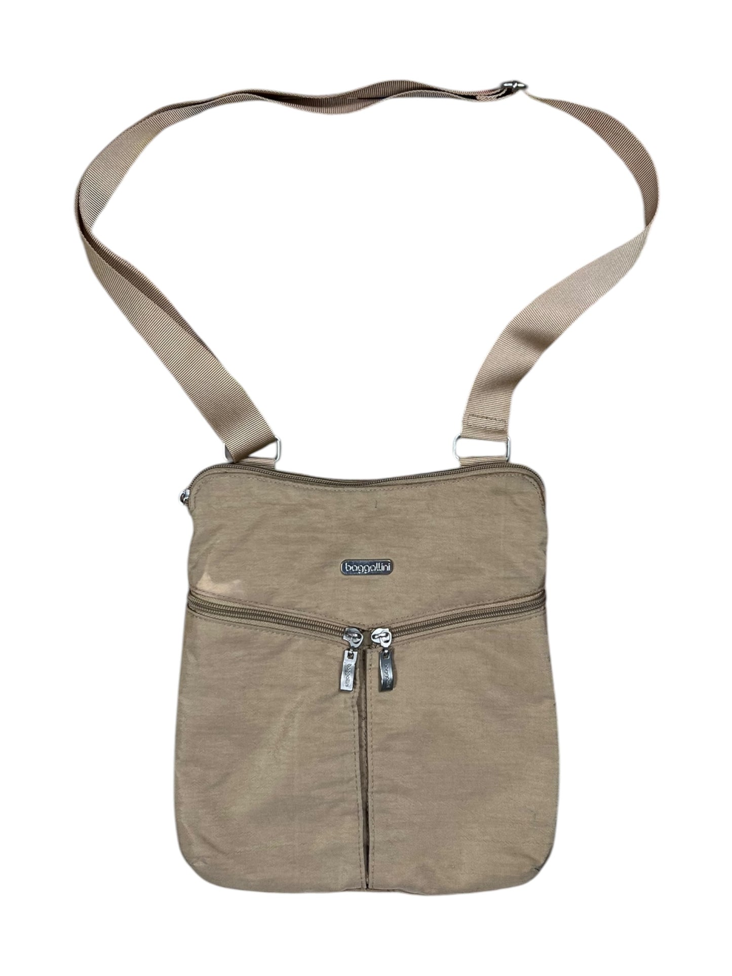 Vintage Y2K baggallini multi pocket cross shoulder beige bag