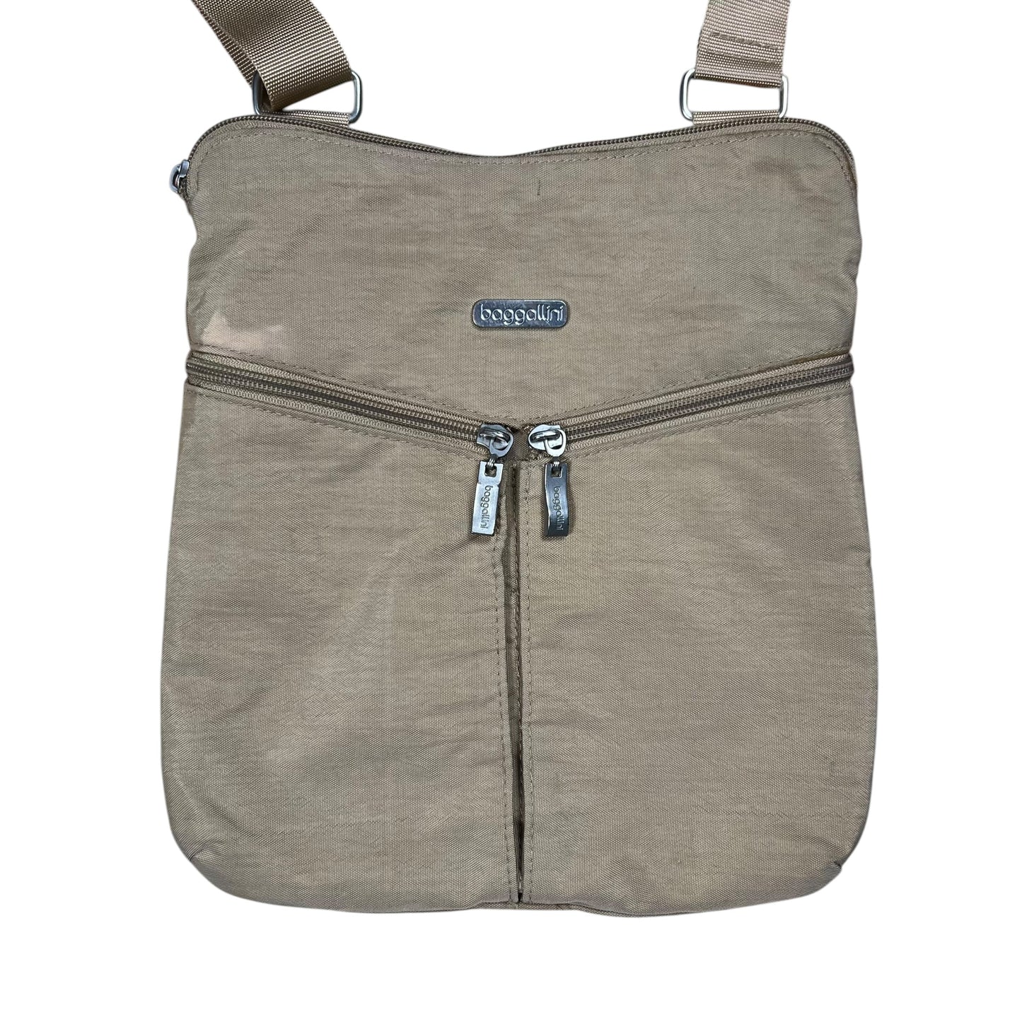 Vintage Y2K baggallini multi pocket cross shoulder beige bag