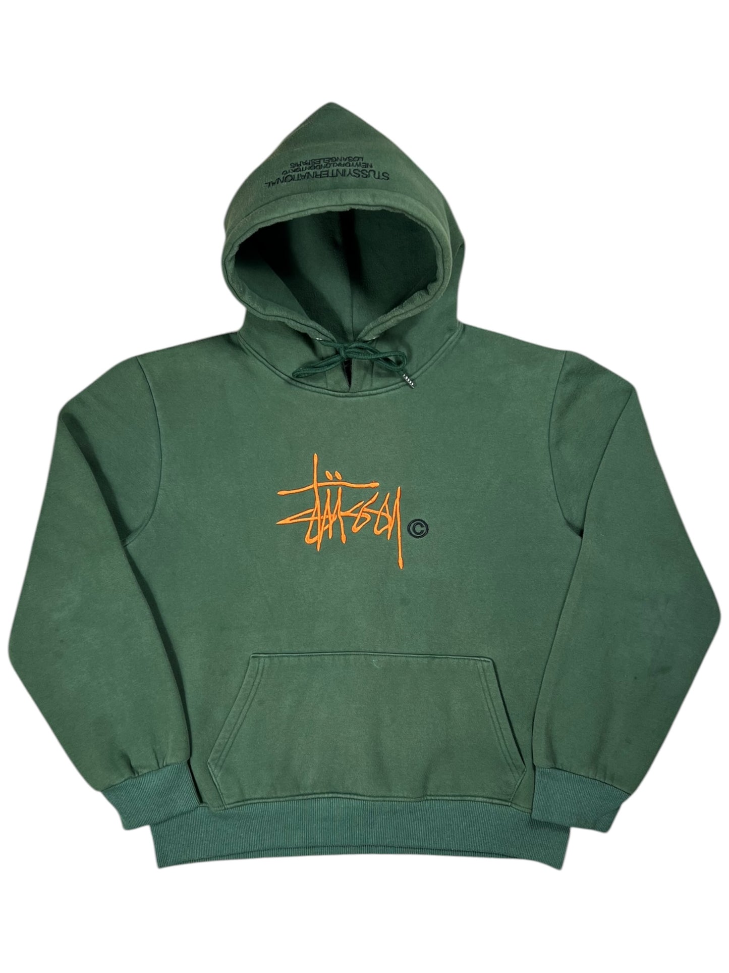 Vintage Y2K Stussy International faded green hoodie (M)