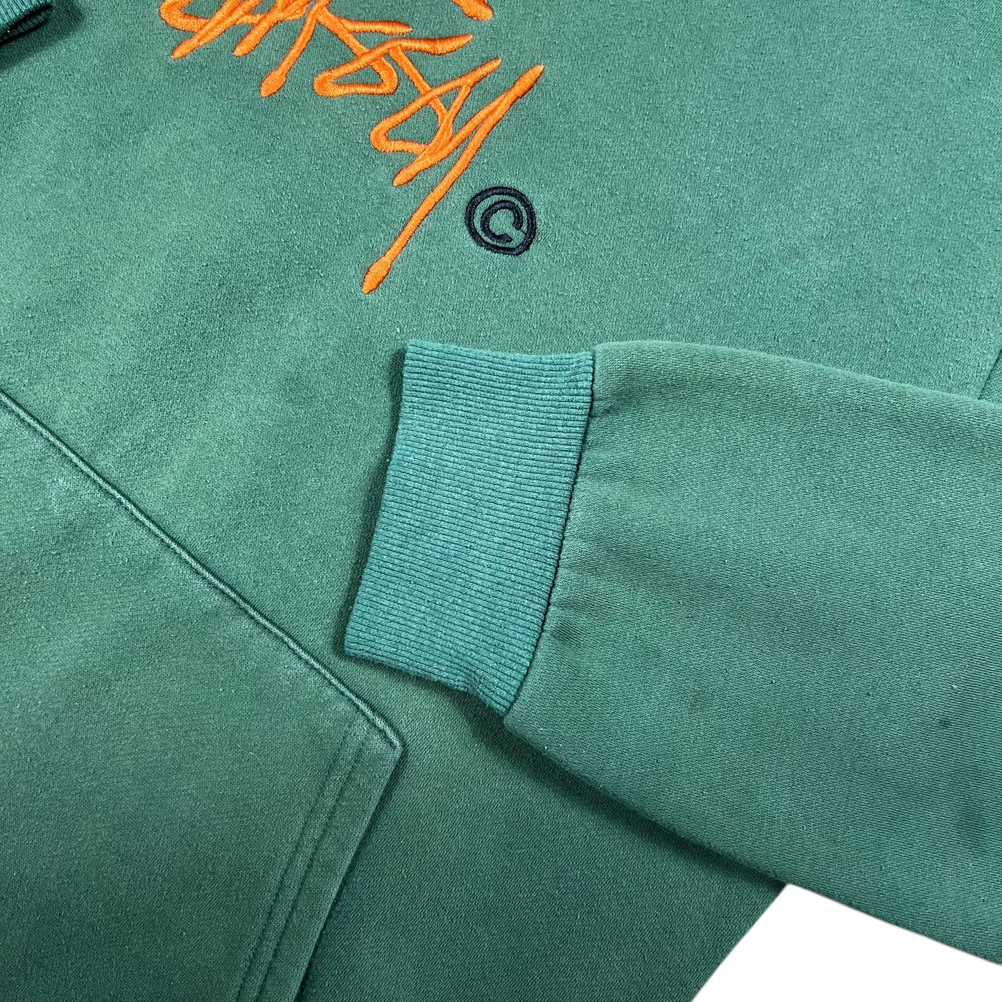Vintage Y2K Stussy International faded green hoodie (M)