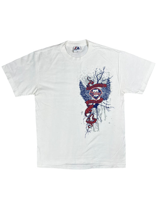 Vintage Y2K Philadelphia Phillies tattoo graffiti affliction style tee (M)