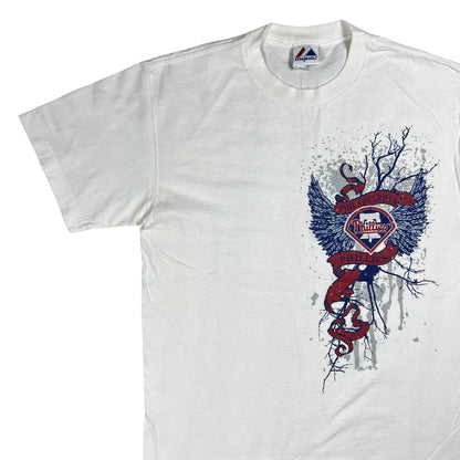Vintage Y2K Philadelphia Phillies tattoo graffiti affliction style tee (M)