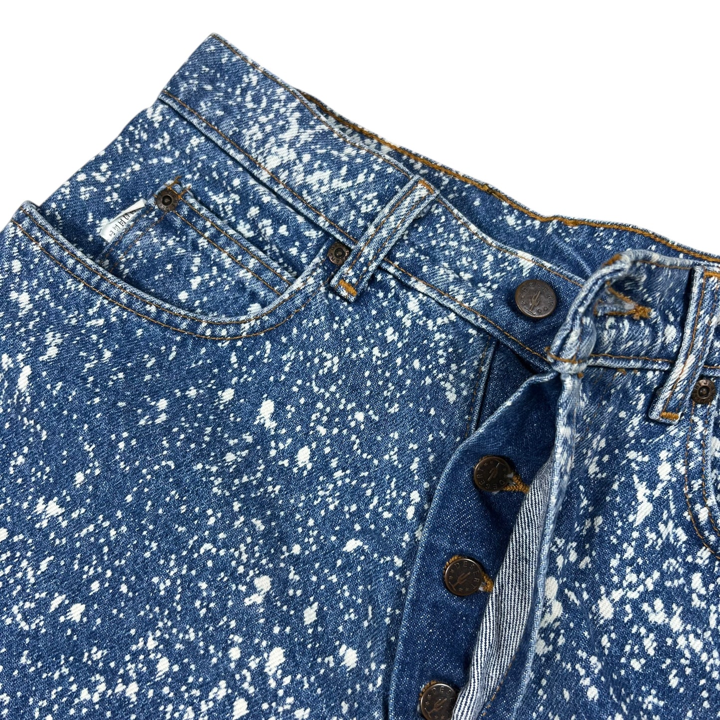Vintage 90s Desert Blue Jeans USA made acid wash button fly cut off Jean shorts (29)