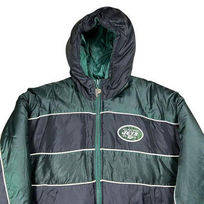 Vintage 90s Pro Player New York Jets zip up puffer hoodie jacket (S/M)