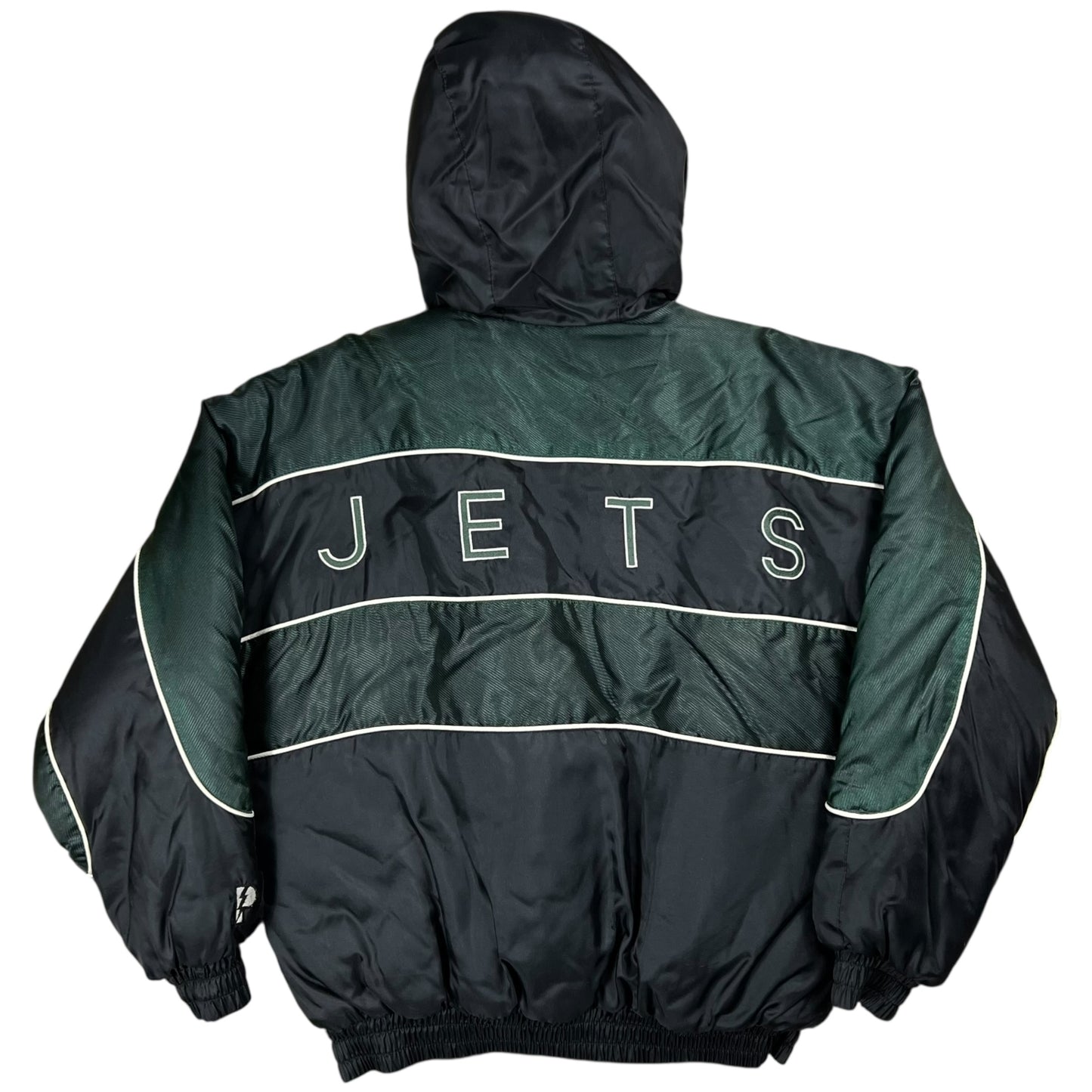 Vintage 90s Pro Player New York Jets zip up puffer hoodie jacket (S/M)