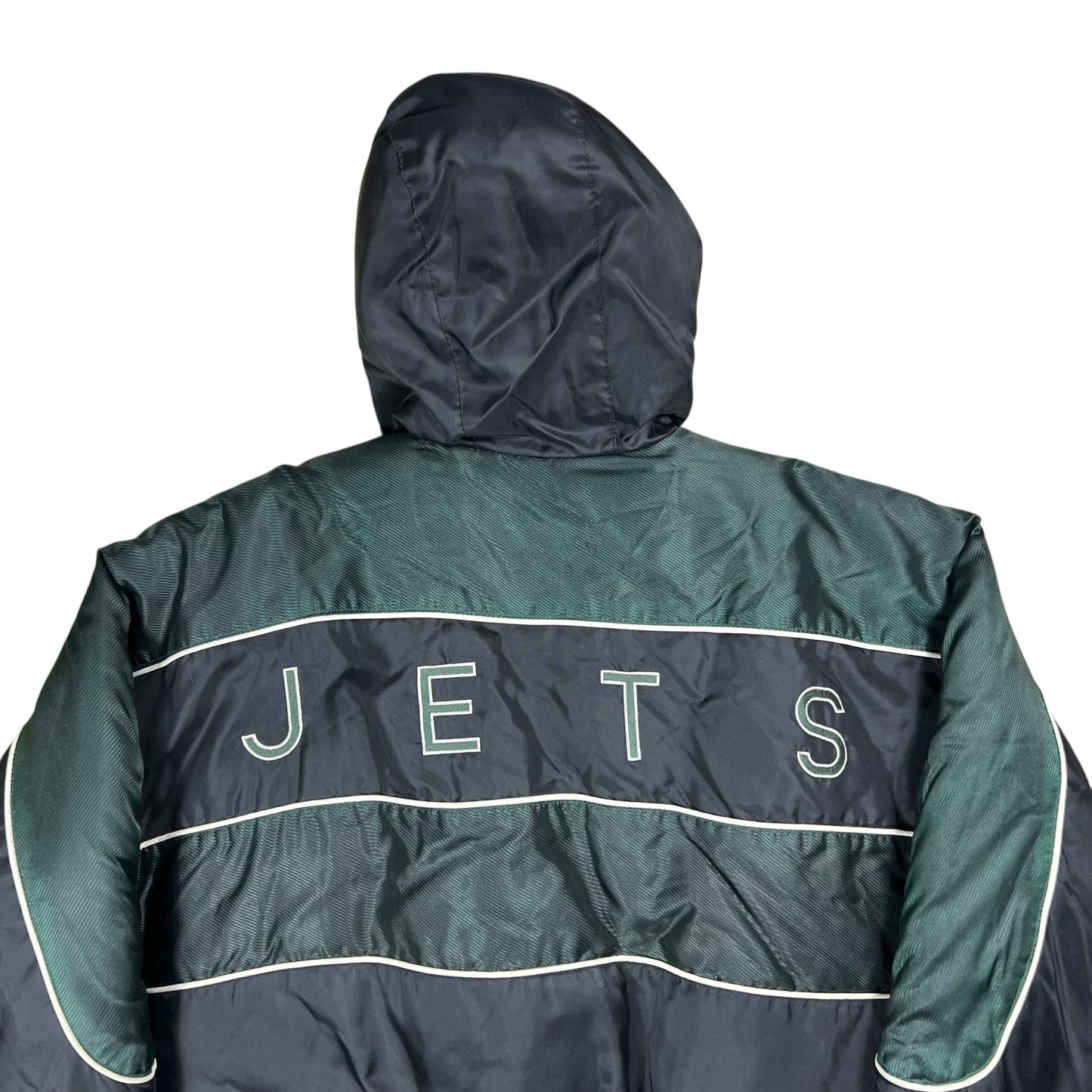 Vintage 90s Pro Player New York Jets zip up puffer hoodie jacket (S/M)