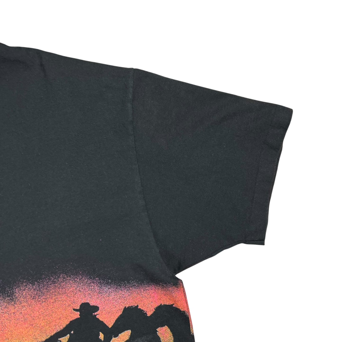 Vintage 90s San Segal Western Cowboys Horses wrap around AOP faded tee (XL)