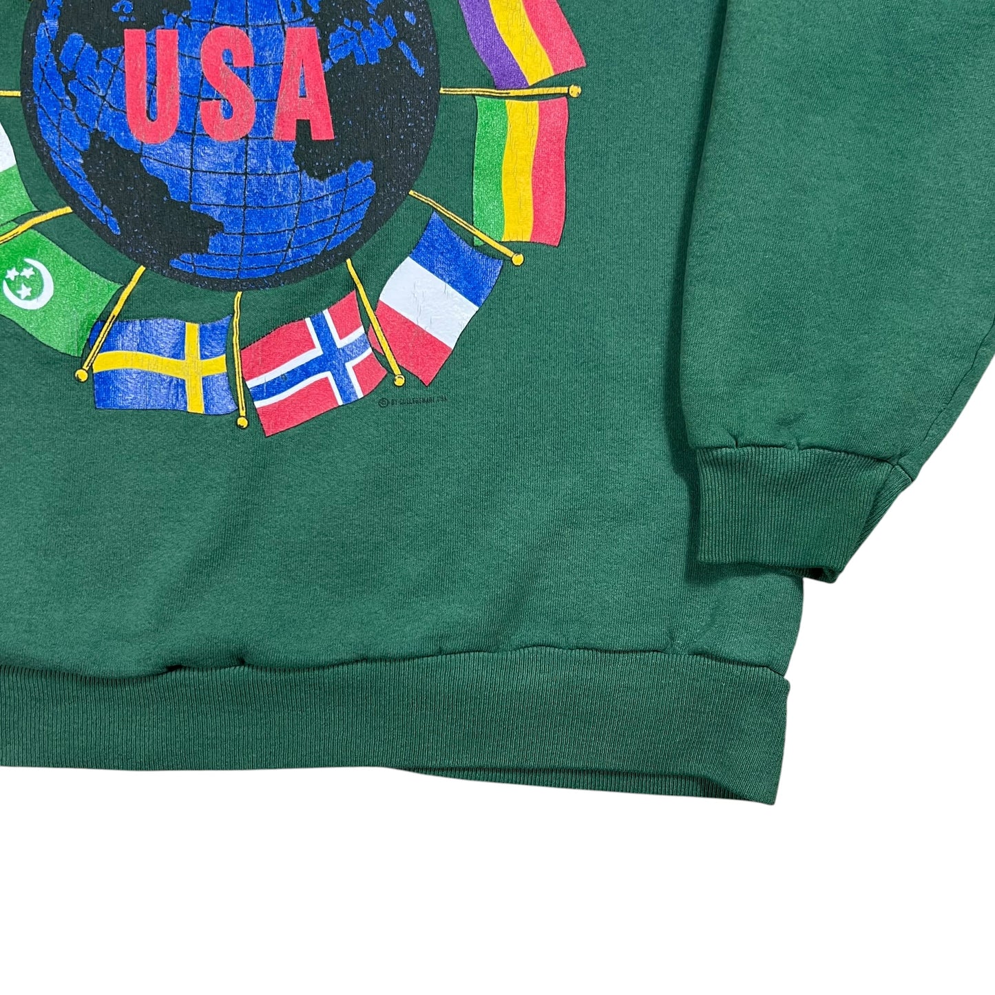 Vintage 90s United States of America USA faded green crewneck (L)