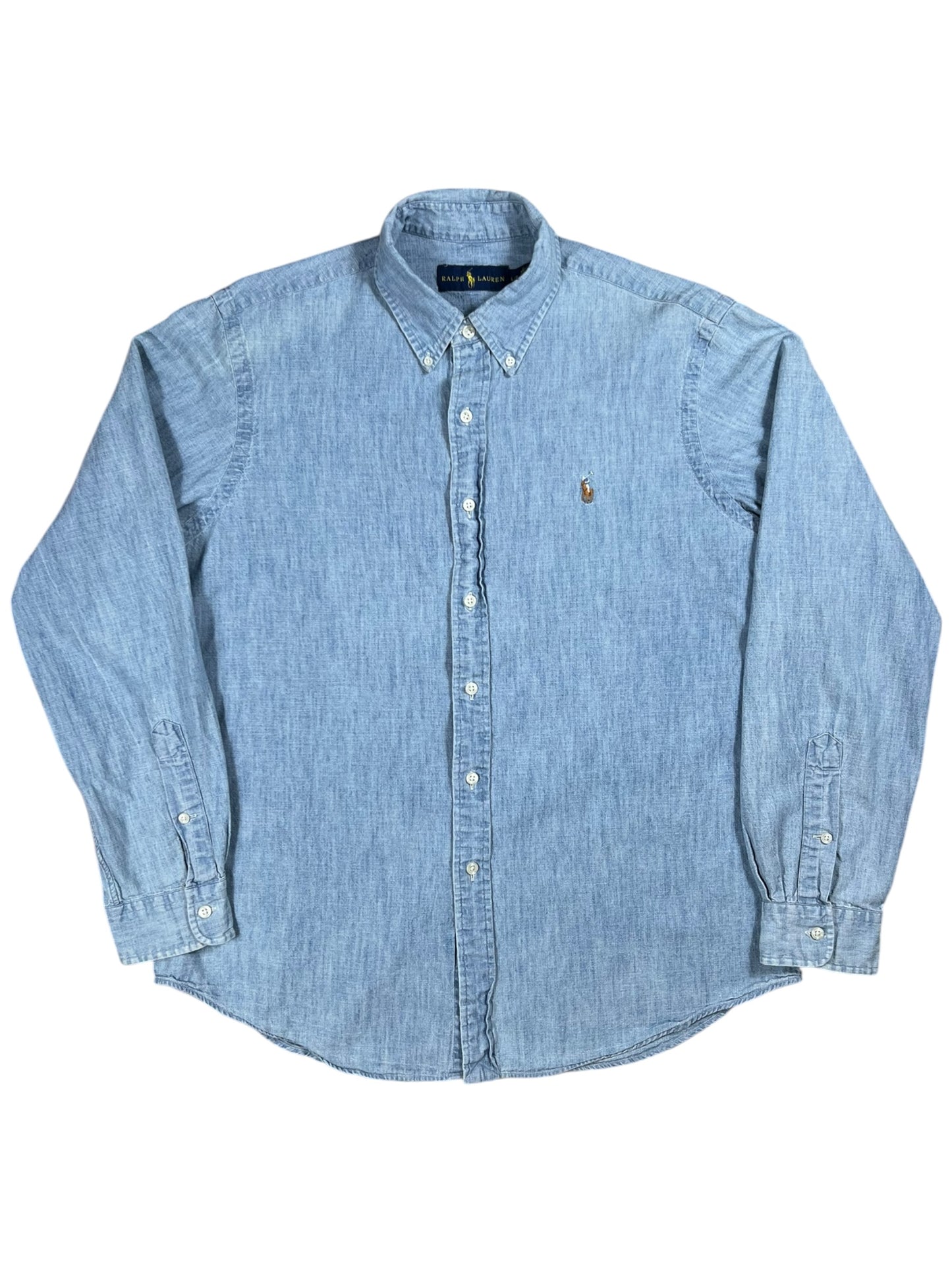 Y2K Polo Ralph Lauren 100% cotton denim button down shirt (L)