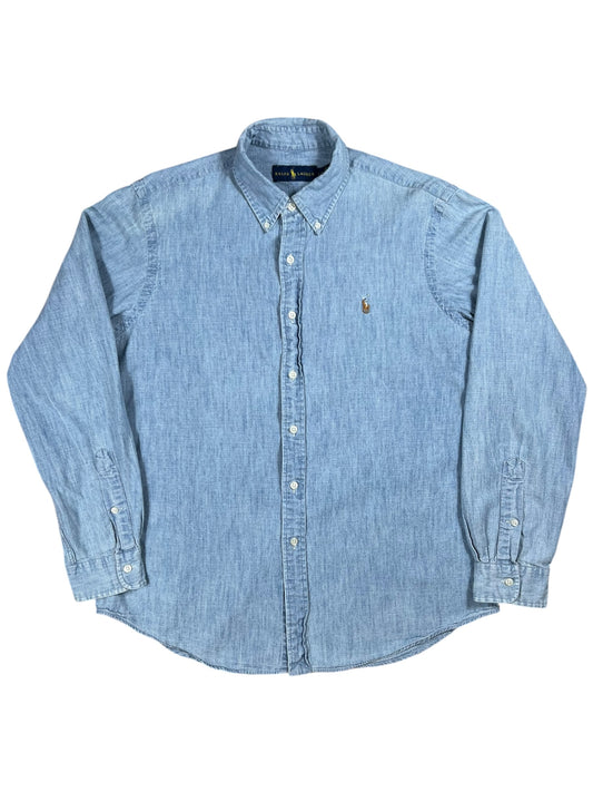 Y2K Polo Ralph Lauren 100% cotton denim button down shirt (L)