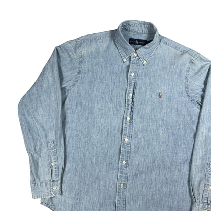 Y2K Polo Ralph Lauren 100% cotton denim button down shirt (L)