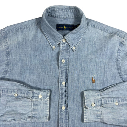 Y2K Polo Ralph Lauren 100% cotton denim button down shirt (L)