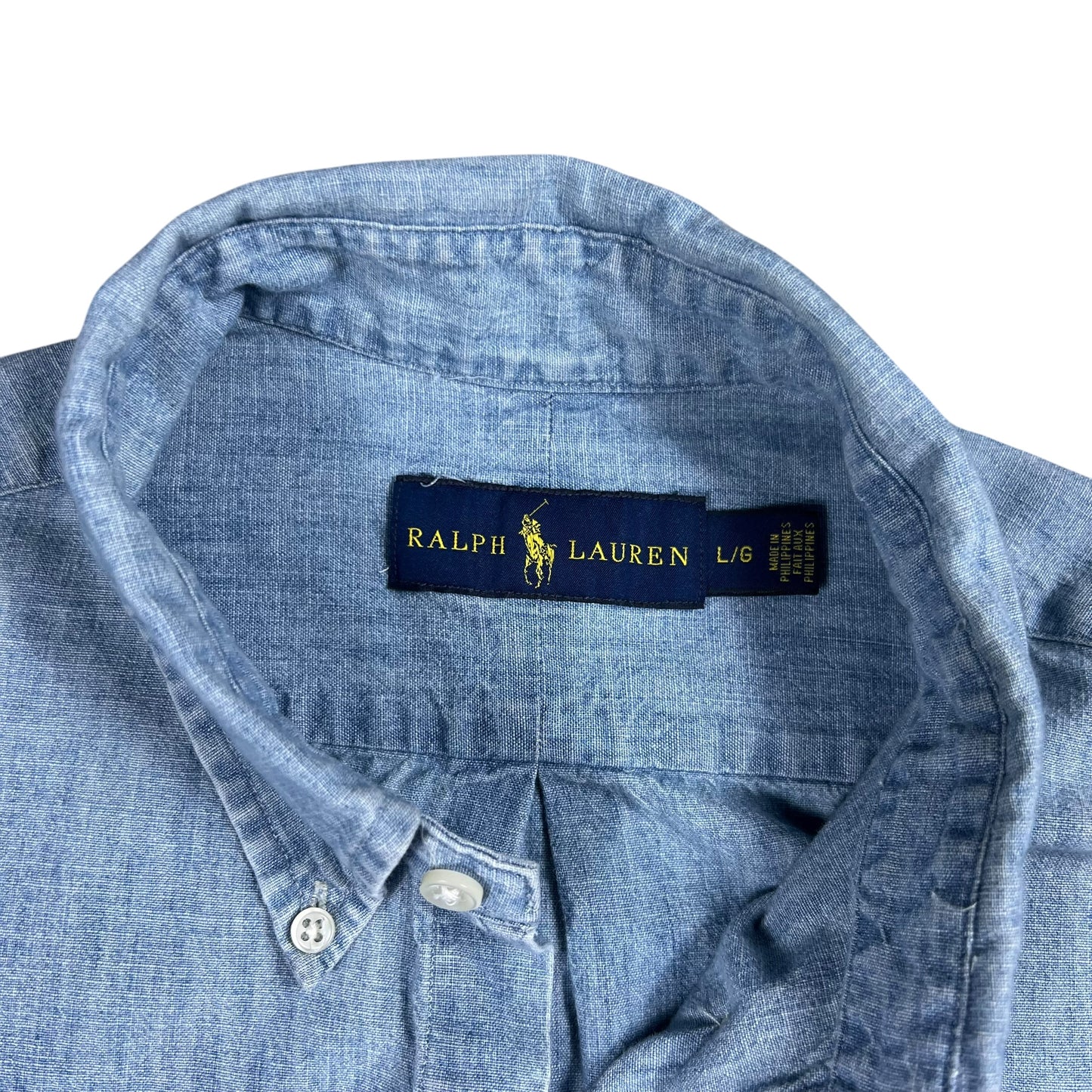 Y2K Polo Ralph Lauren 100% cotton denim button down shirt (L)