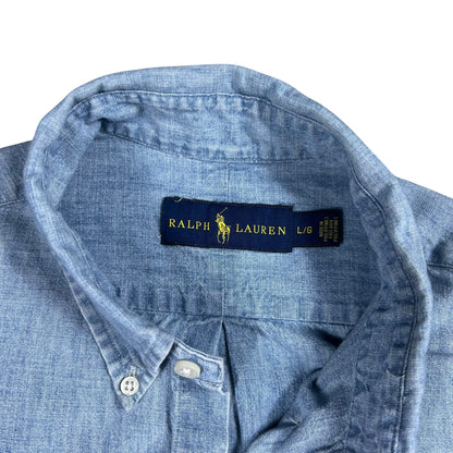 Y2K Polo Ralph Lauren 100% cotton denim button down shirt (L)