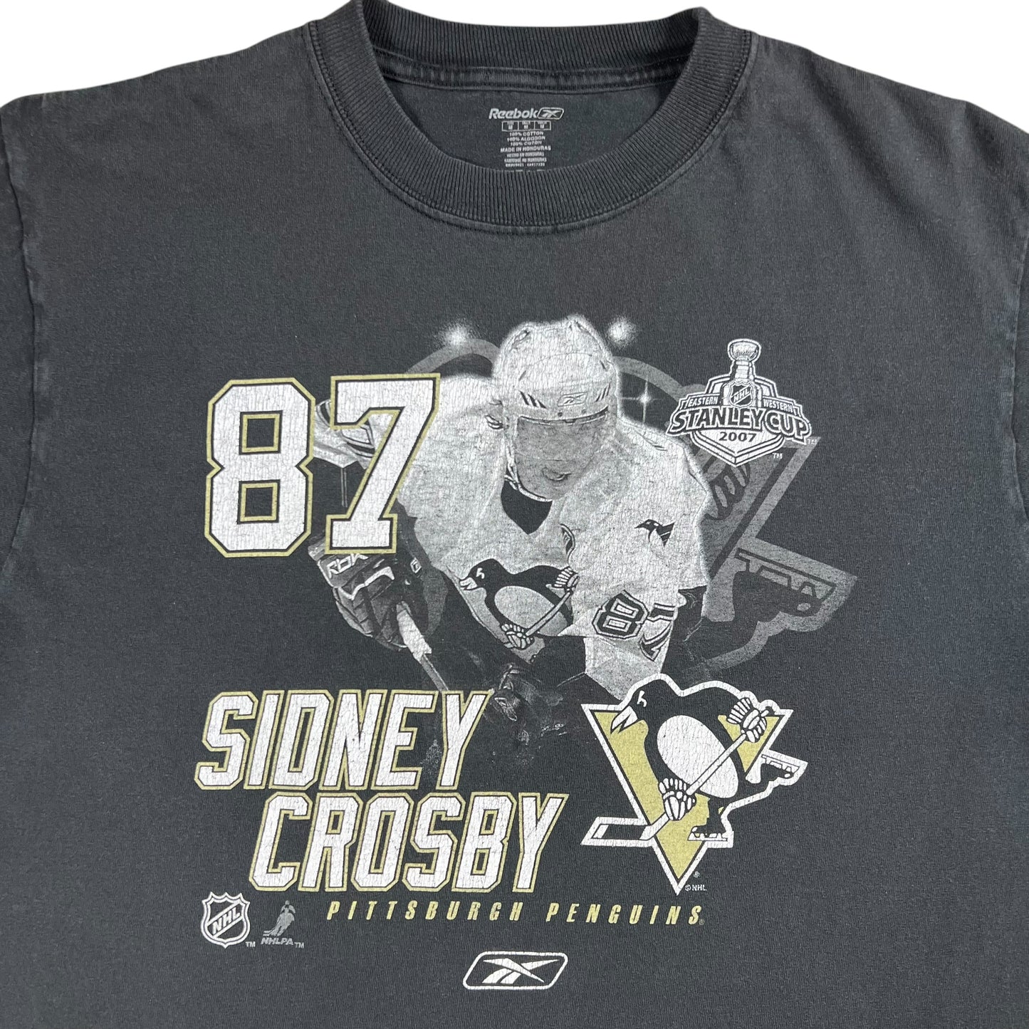 Vintage 2007 Pittsburgh Penguins Sidney Crosby Stanley Cup NHL tee (L)