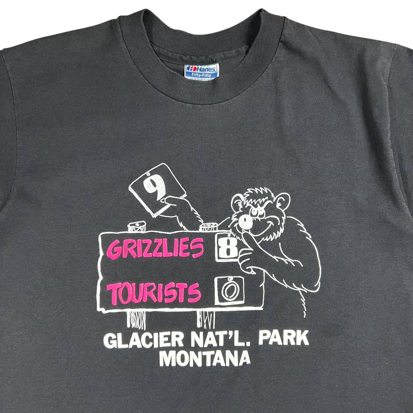 Vintage 90s Glacier National Park Montana Grizzlies vs Tourist tee (M)