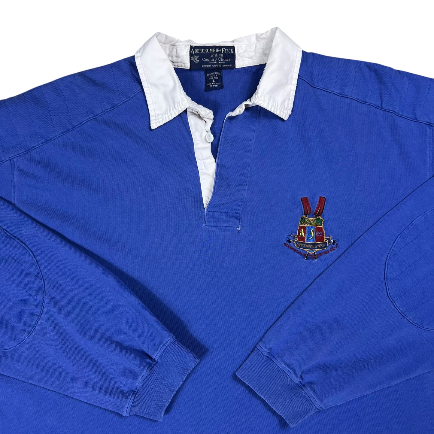 Vintage 90s Abercrombie & Fitch Trekking Club faded long sleeve rugby shirt (L)