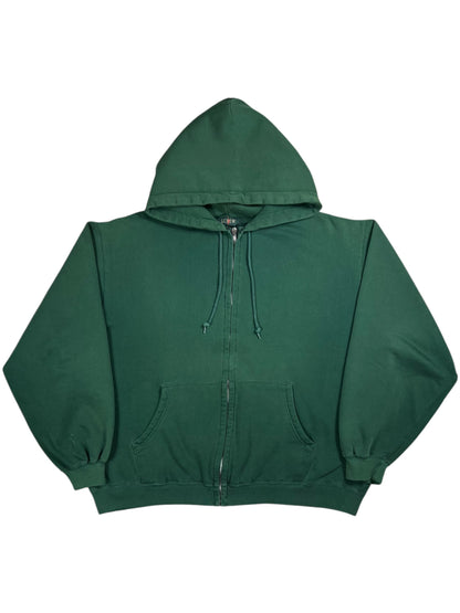 Vintage 90s J. Crew full zip up faded green hoodie sweatshirt (L)