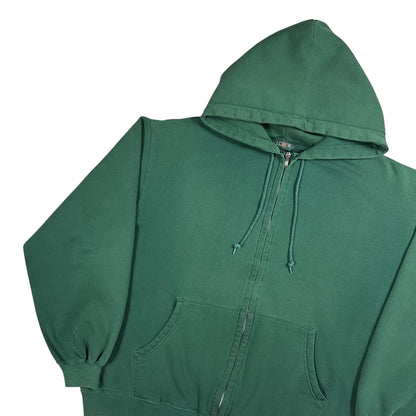 Vintage 90s J. Crew full zip up faded green hoodie sweatshirt (L)