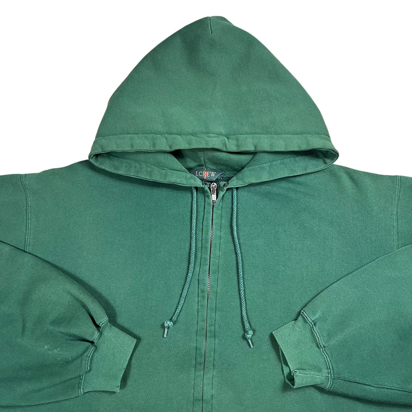 Vintage 90s J. Crew full zip up faded green hoodie sweatshirt (L)