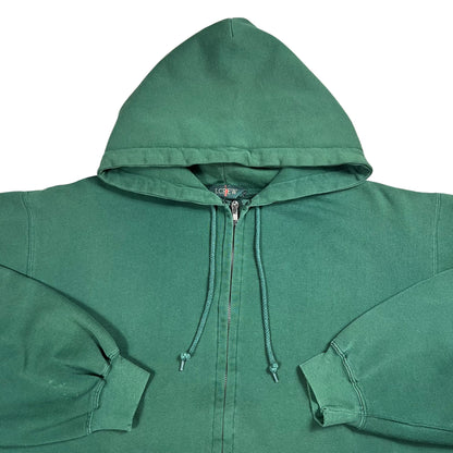 Vintage 90s J. Crew full zip up faded green hoodie sweatshirt (L)