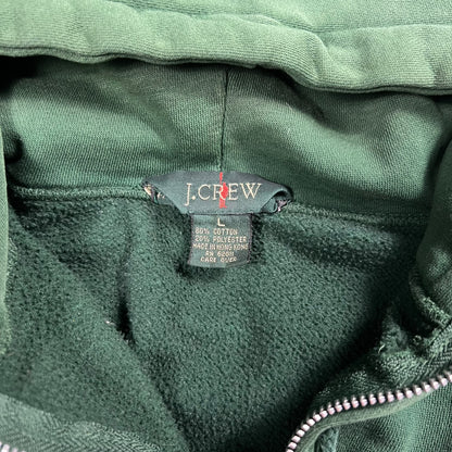 Vintage 90s J. Crew full zip up faded green hoodie sweatshirt (L)