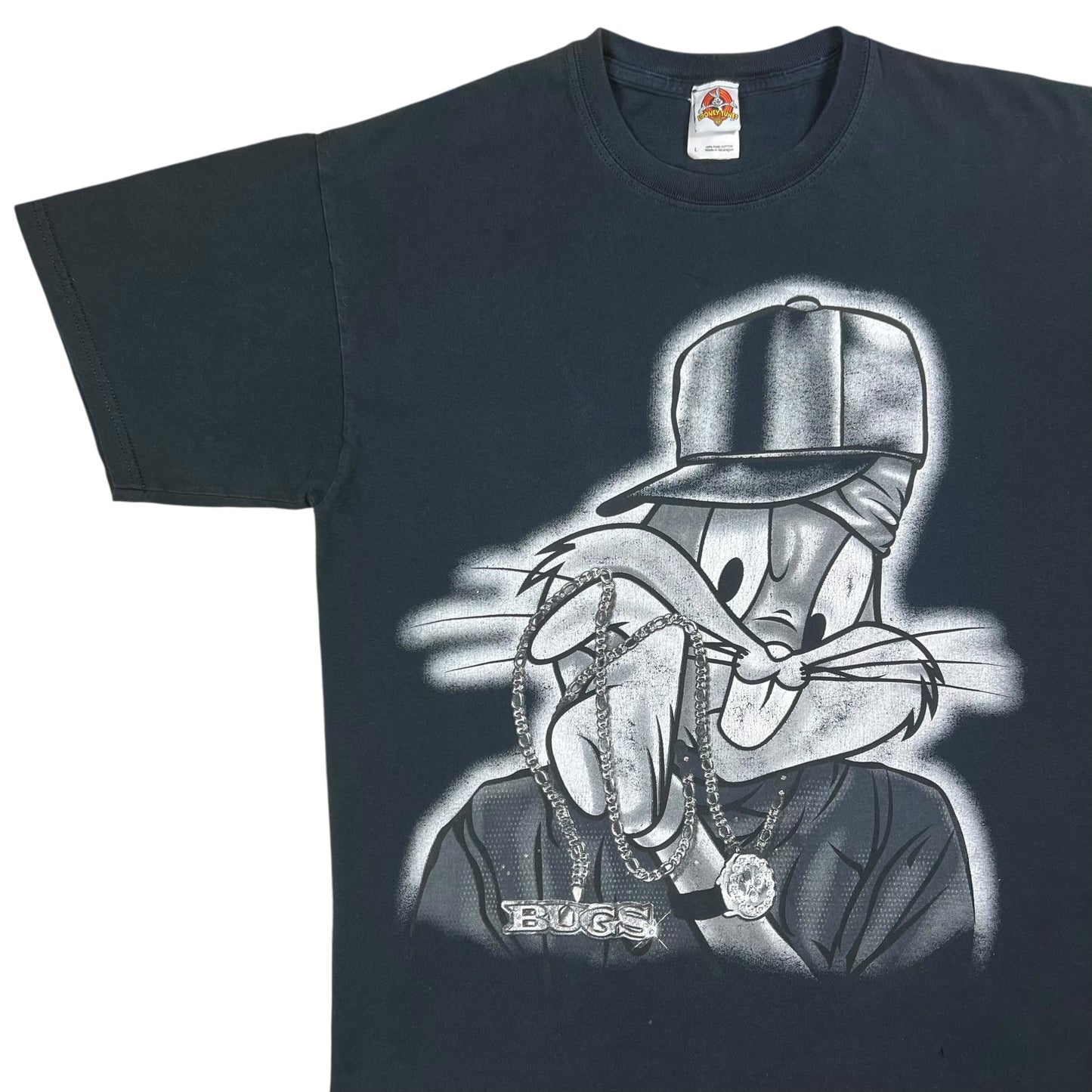 Vintage 2007 Looney Tunes Gangster Bugs Bunny faded tee (L)