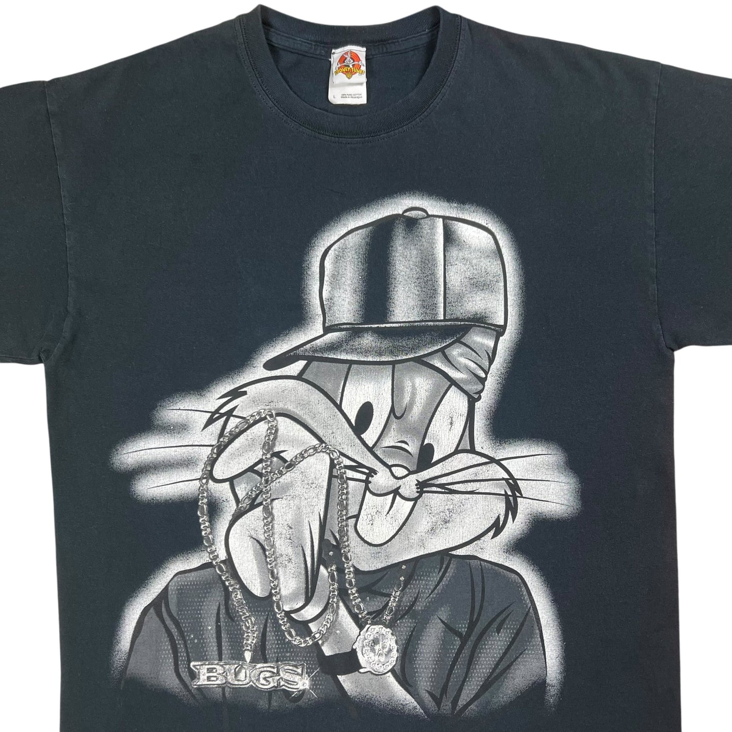 Vintage 2007 Looney Tunes Gangster Bugs Bunny faded tee (L)