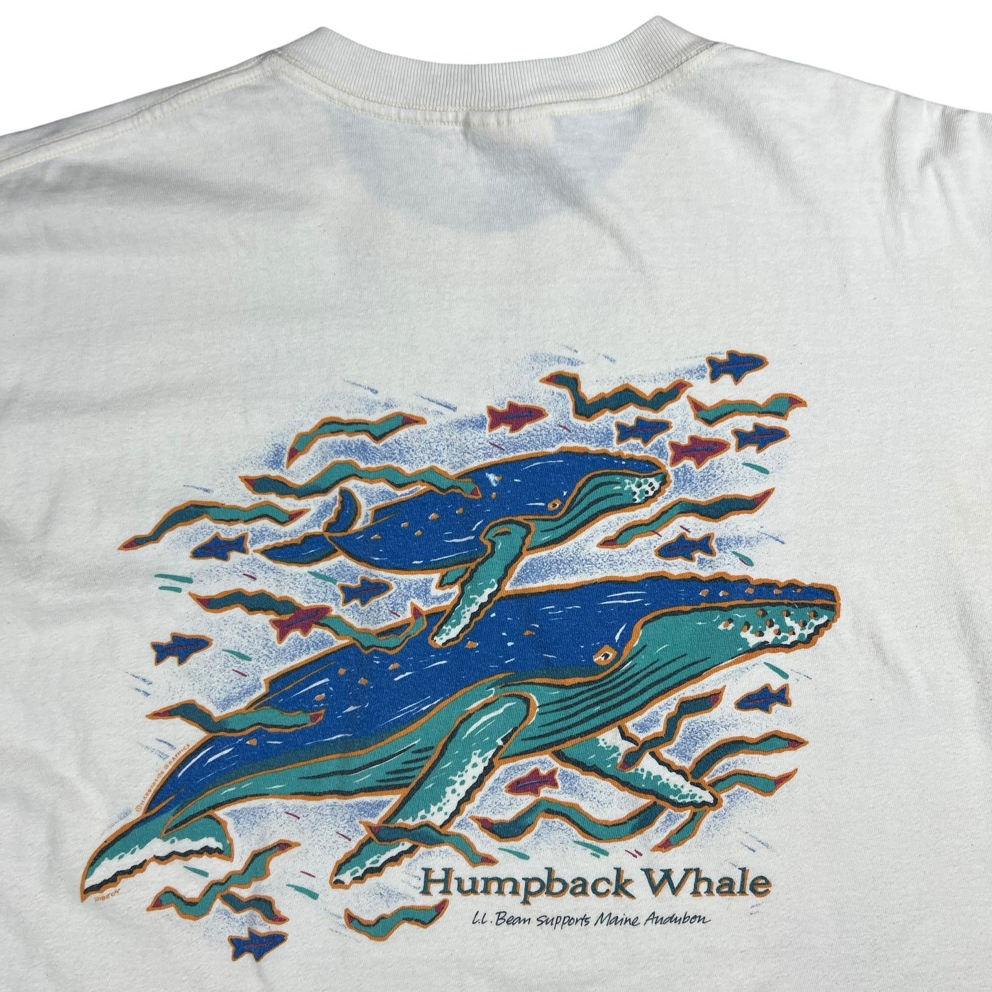 Vintage 90s L.L. Bean supports Maine Audubon Humpback Whale tee (L)