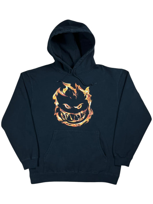 Y2K Spitfire wheels flames big hood skate hoodie (L)