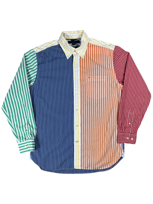 Y2K Tommy Hilfiger multi color block striped stripey “80s two-ply cotton” button down shirt (M)