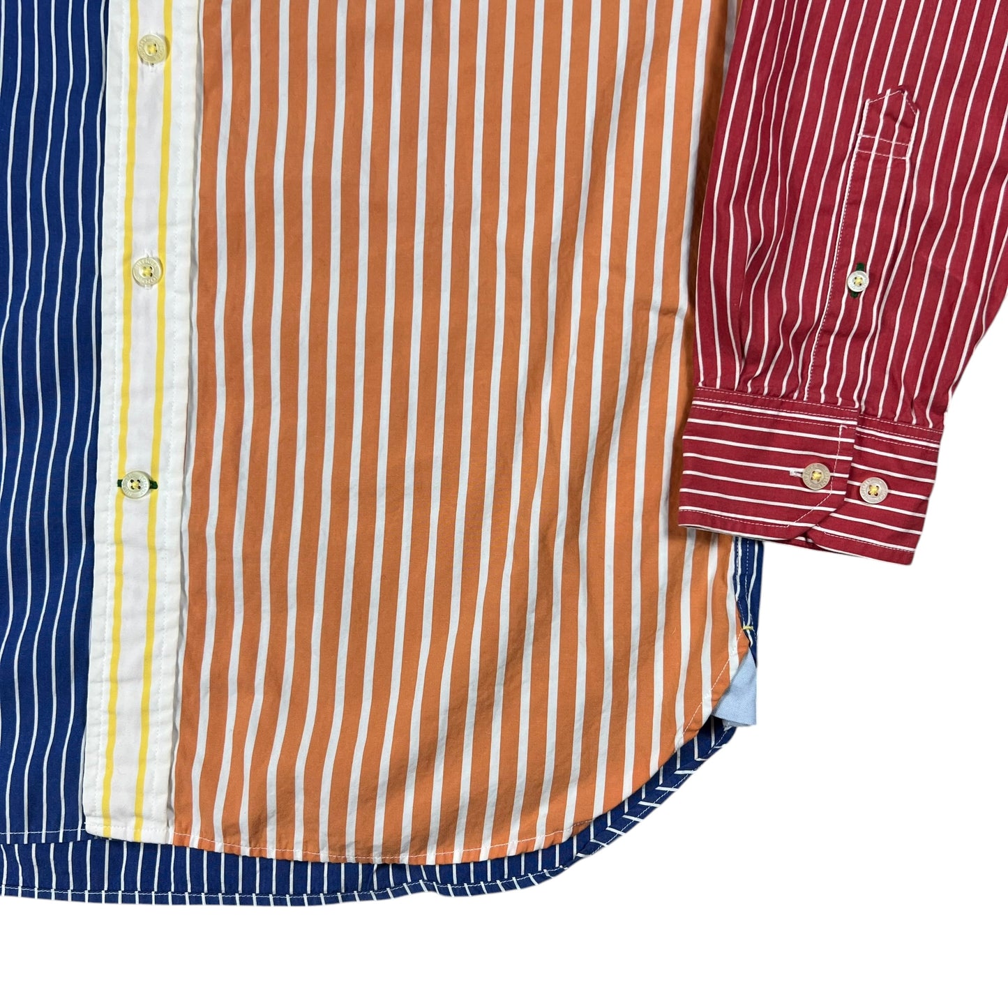 Y2K Tommy Hilfiger multi color block striped stripey “80s two-ply cotton” button down shirt (M)