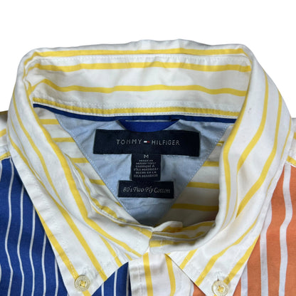 Y2K Tommy Hilfiger multi color block striped stripey “80s two-ply cotton” button down shirt (M)