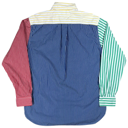 Y2K Tommy Hilfiger multi color block striped stripey “80s two-ply cotton” button down shirt (M)