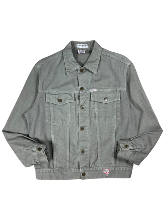 Vintage 90s GUESS Jeans Georges Marciano olive green faded denim jacket (M)