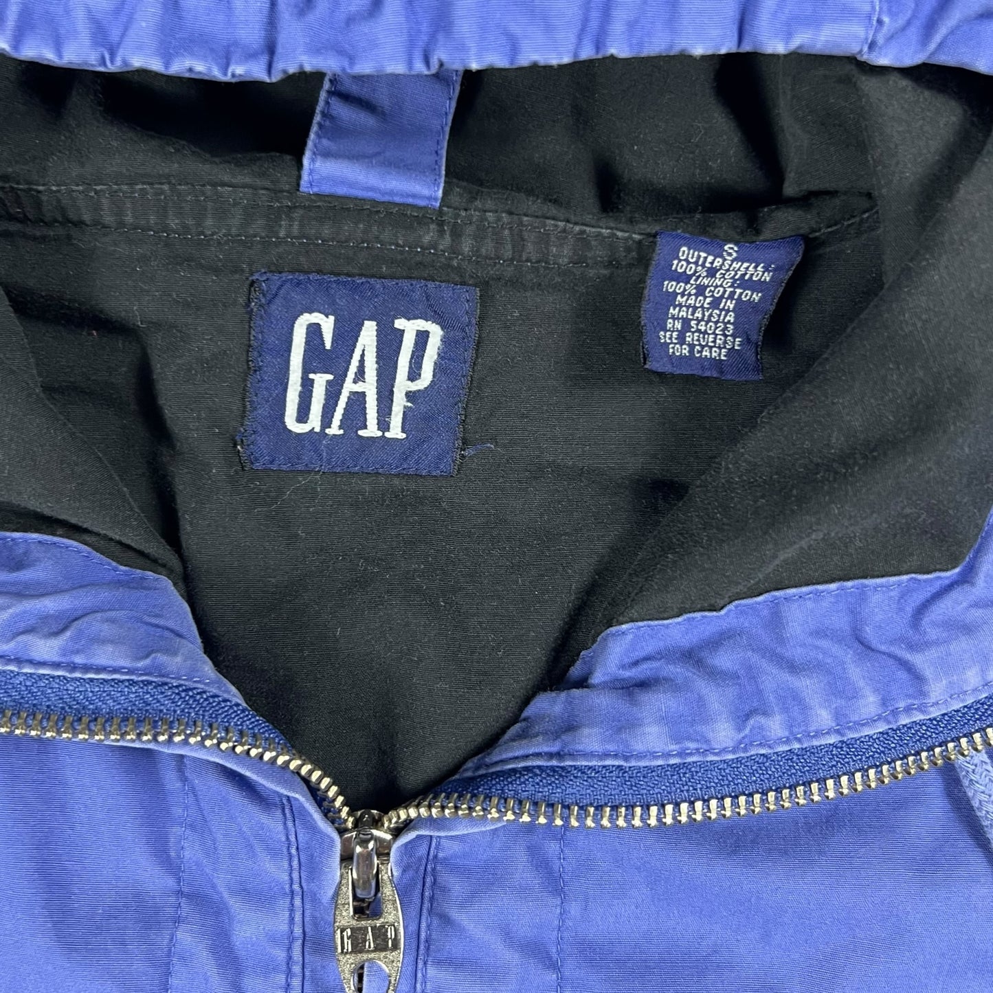 Vintage 90s GAP multi pocket 100% cotton faded blue anorak jacket (M/L)