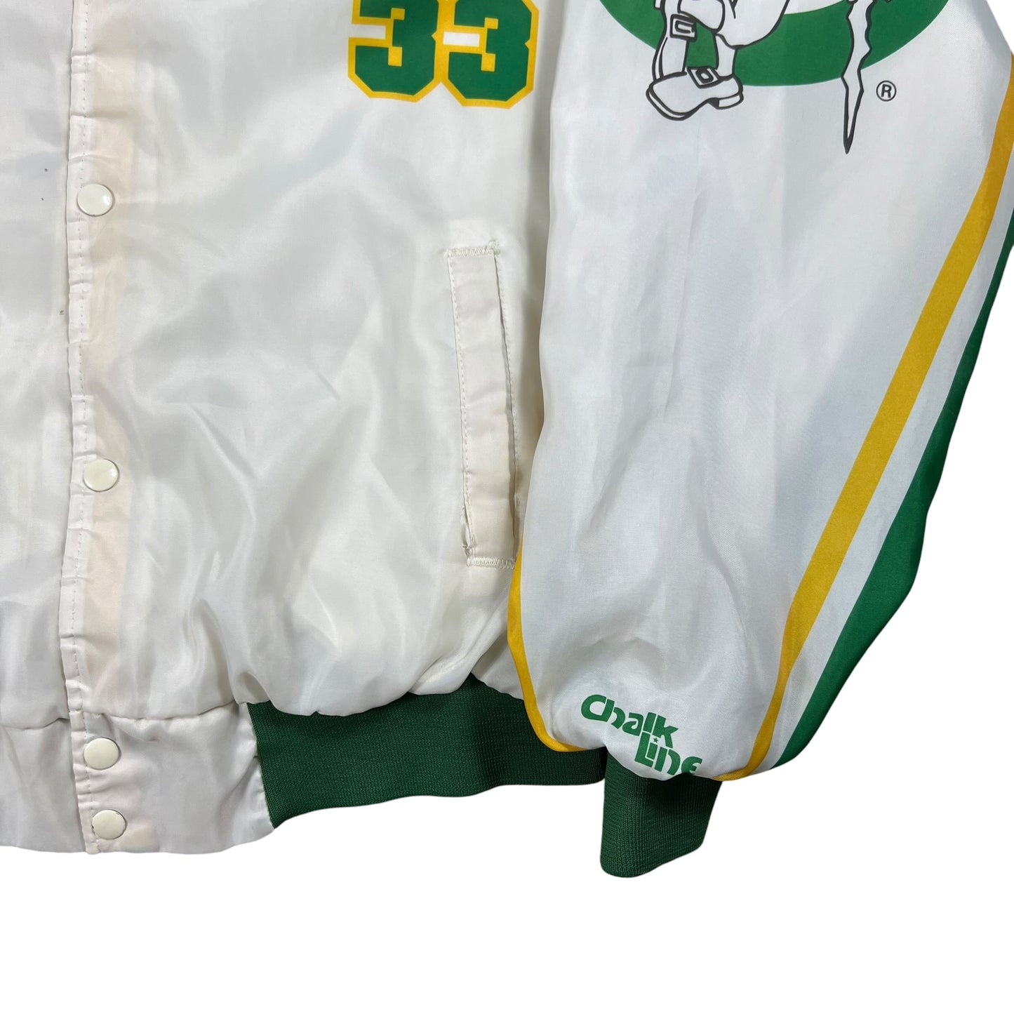 Vintage 90s Chalk Line Fanimation Boston Celtics Larry Bird all over print bomber jacket (XL)