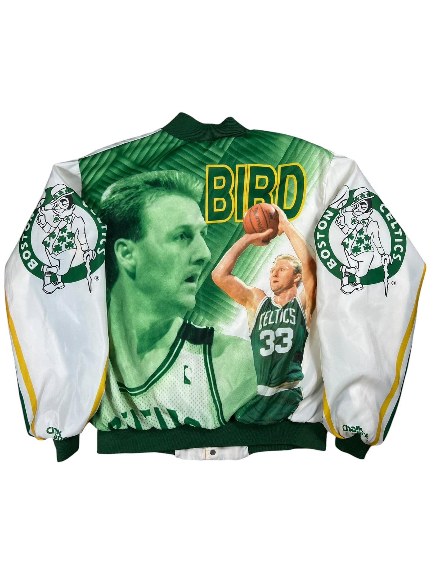Vintage 90s Chalk Line Fanimation Boston Celtics Larry Bird all over print bomber jacket (XL)