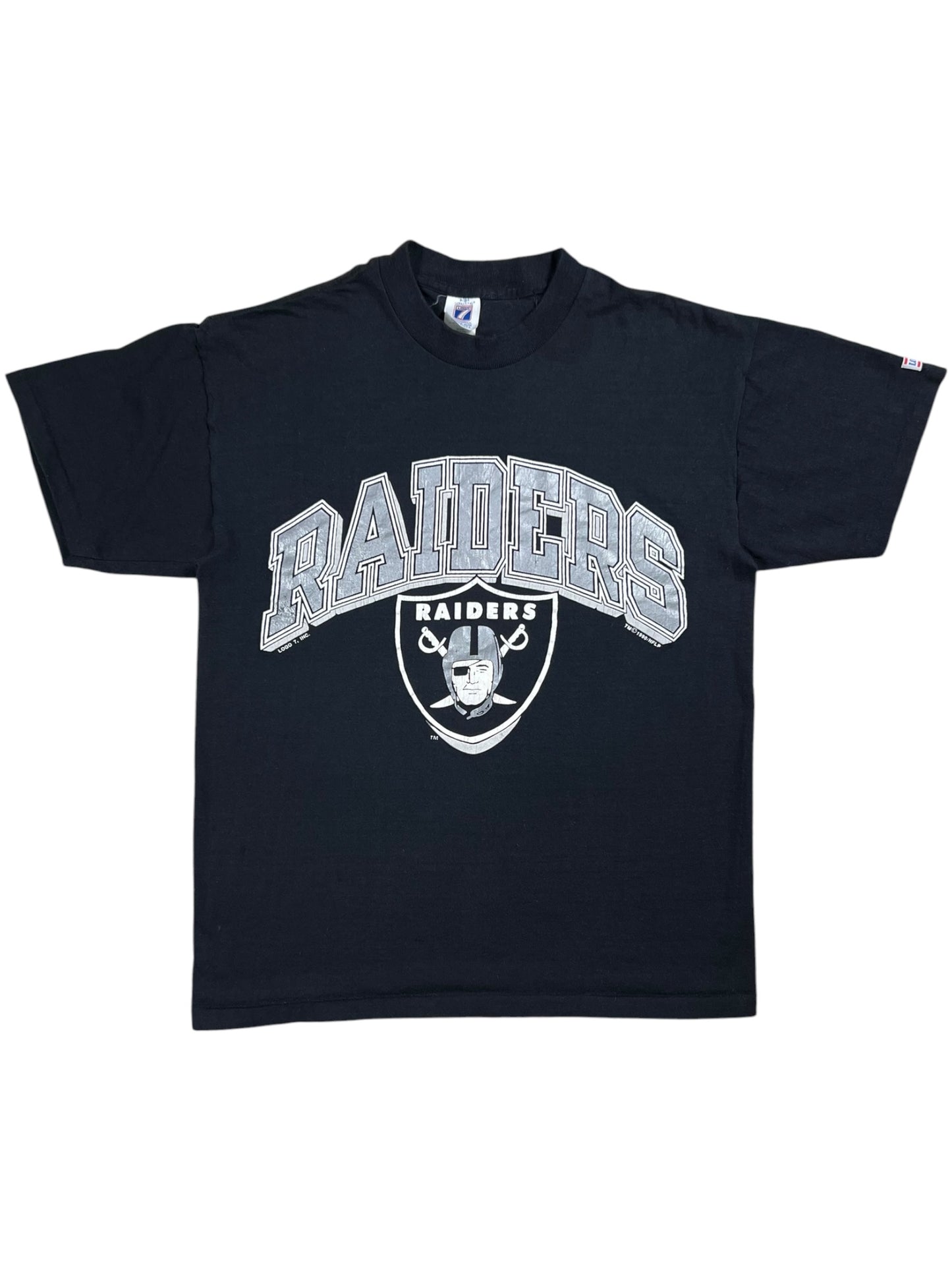 Vintage 1990 Logo 7 Oakland Raiders NFL tee (M)