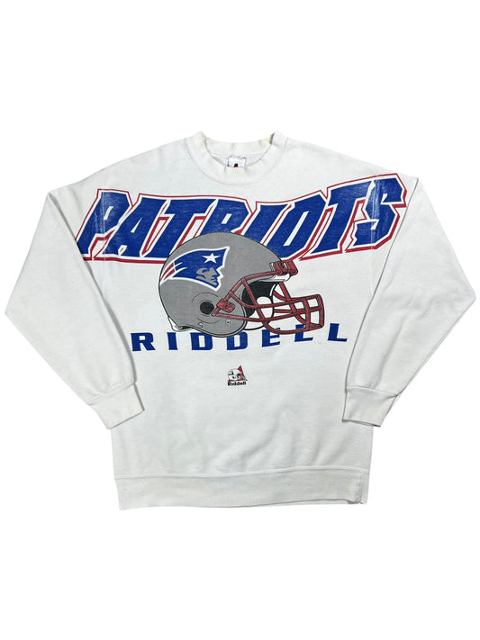Vintage 90s Riddell New England Patriots spell out helmet crewneck (L)