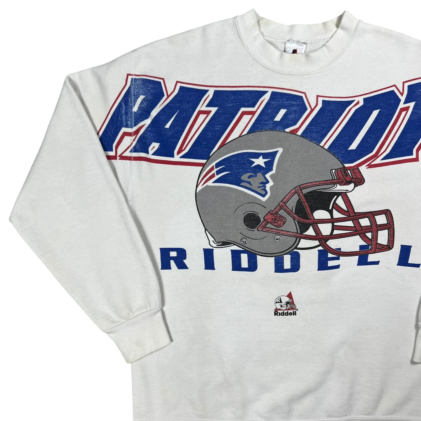 Vintage 90s Riddell New England Patriots spell out helmet crewneck (L)